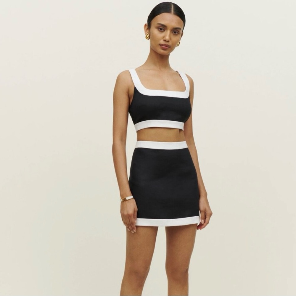 Reformation Black and White Mini Skirt and Top Set